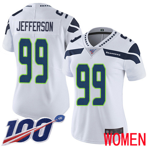 Seattle Seahawks Limited White Women Quinton Jefferson Road Jersey NFL Football #99 100th Season Vapor Untouchable->seattle seahawks->NFL Jersey
